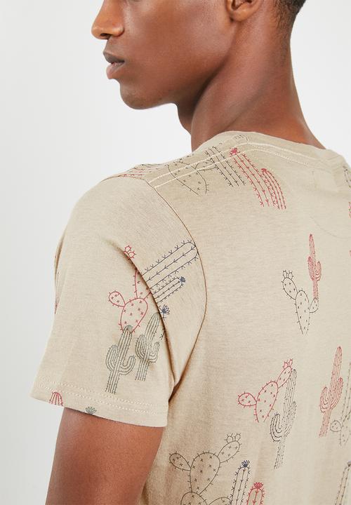 Brave Soul - Cactus short sleeve tee - beige