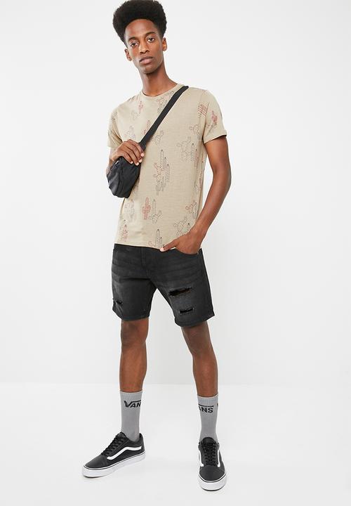 Brave Soul - Cactus short sleeve tee - beige