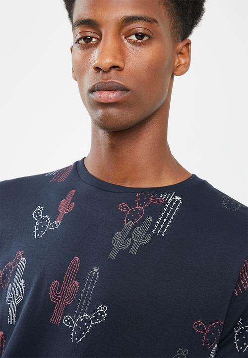 Brave Soul - Cactus short sleeve tee - navy