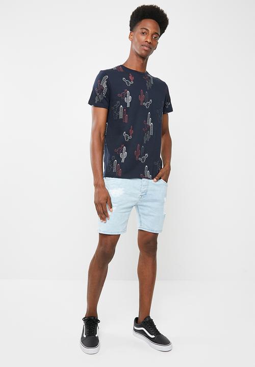 Brave Soul - Cactus short sleeve tee - navy