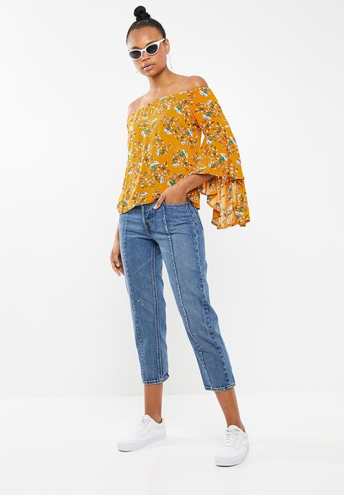 Revenge - Floral off-shoulder top - yellow