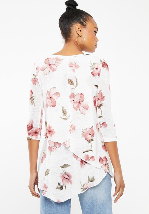 Revenge - Double layer floral top - cream