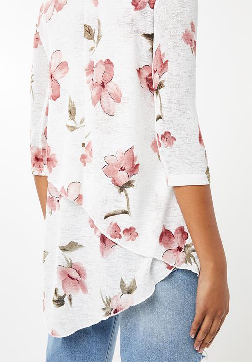 Revenge - Double layer floral top - cream
