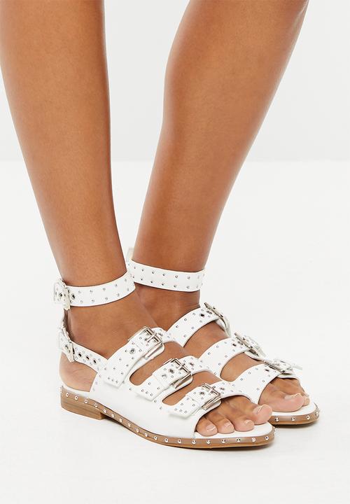 white studded sandals