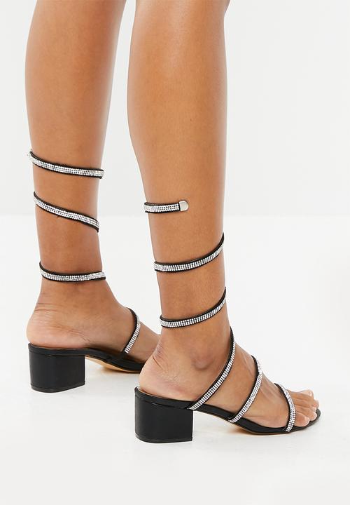 Truffle - Embellished wraparound sandals - black