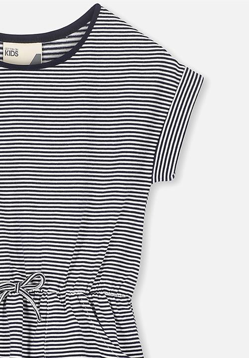 Cotton On - Sibella short sleeve dress - navy & white