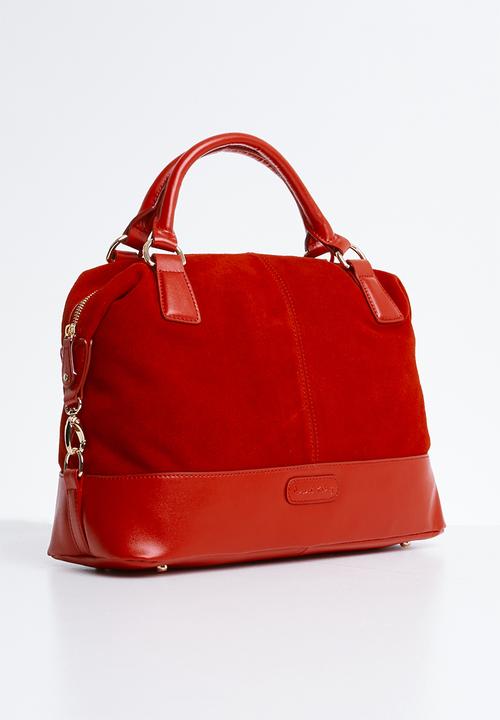 Anni King - Antwerp leather suede short handle handbag - red