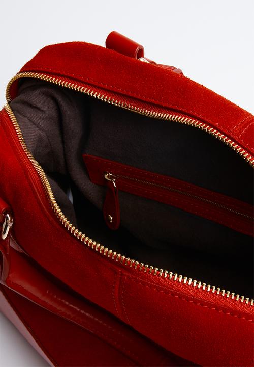 Anni King - Antwerp leather suede short handle handbag - red