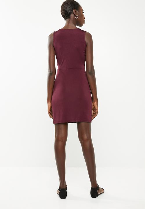 Superbalist - Knot front detail dress - burgundy