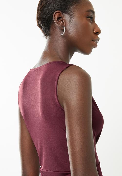 Superbalist - Knot front detail dress - burgundy