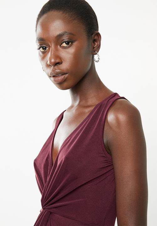 Superbalist - Knot front detail dress - burgundy