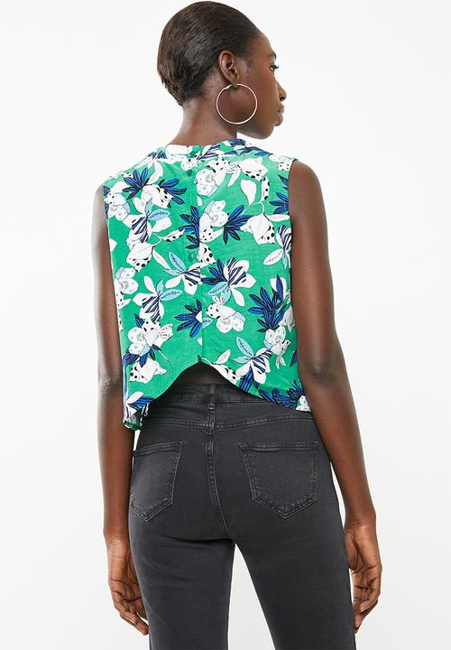 Superbalist - Button back turtleneck blouse - green floral