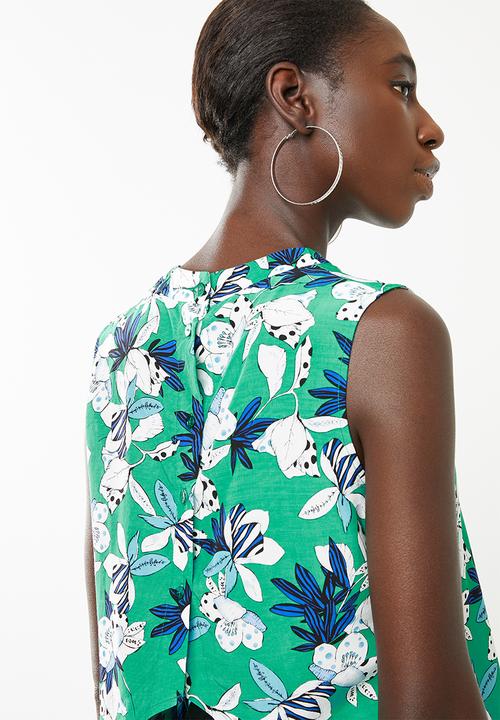 Superbalist - Button back turtleneck blouse - green floral