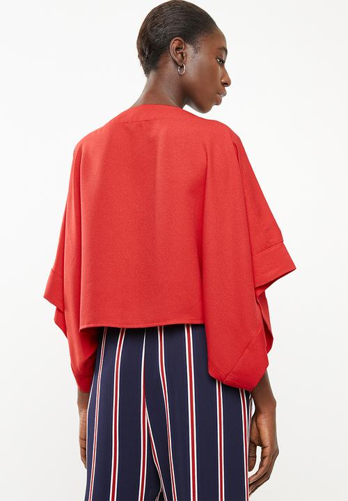 Superbalist - Cold shoulder scarf top - red