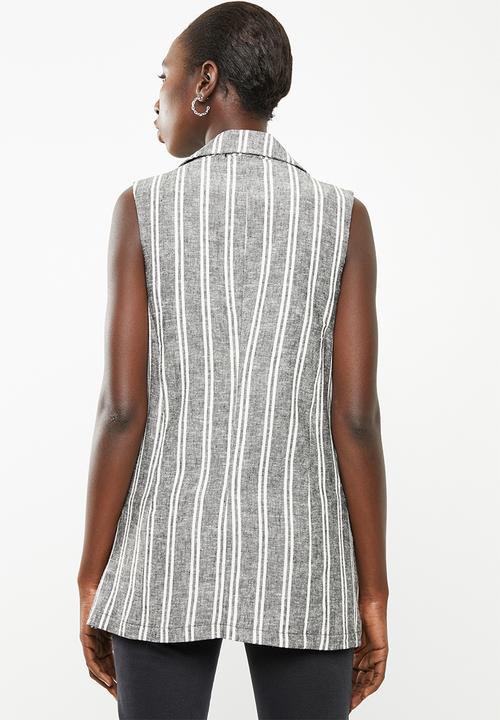 Superbalist - Sleeveless double breasted blazer - navy stripe