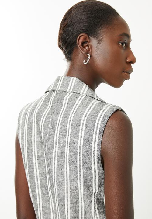 Superbalist - Sleeveless double breasted blazer - navy stripe