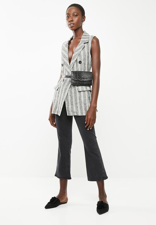 Superbalist - Sleeveless double breasted blazer - navy stripe