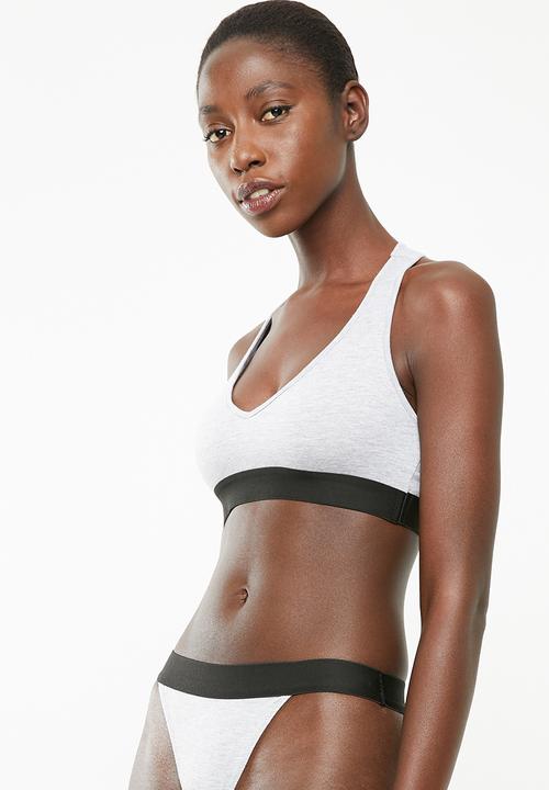 Superbalist - V-neck casual bra 2 pack - black & grey