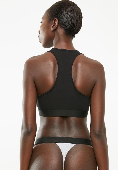 Superbalist - V-neck casual bra 2 pack - black & grey