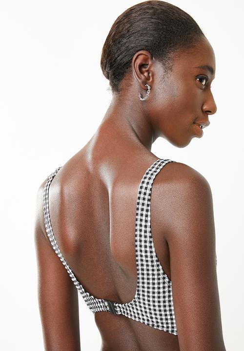 Brave Soul - Gingham open front one piece - black & white