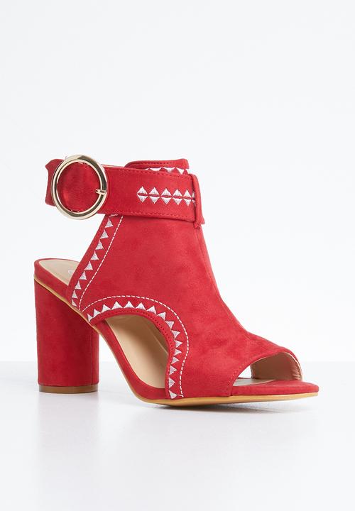 Jada - Ankle strap cut out heels - red
