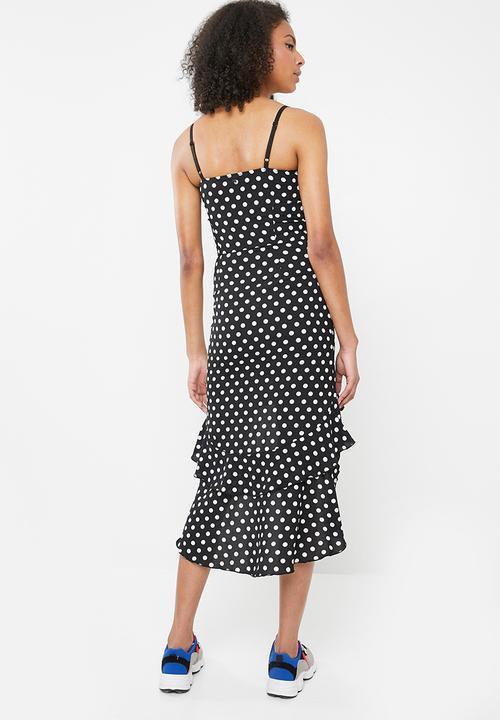 SISSY BOY - Spot frill maxi - black & white