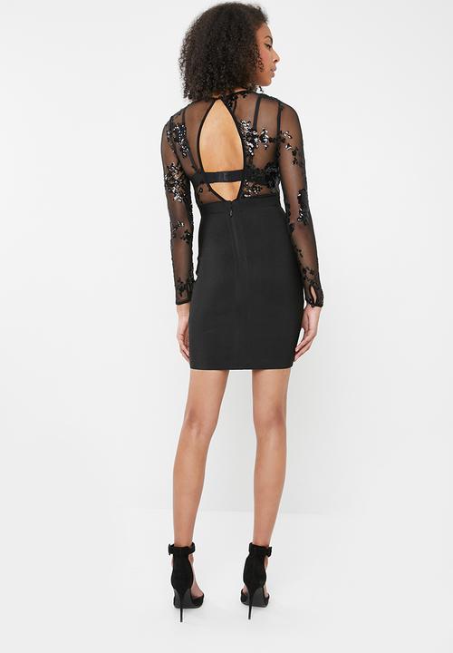 SISSY BOY - Sequins beaded bandage dress - black