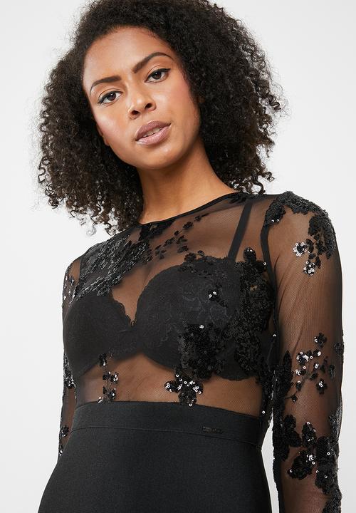 SISSY BOY - Sequins beaded bandage dress - black
