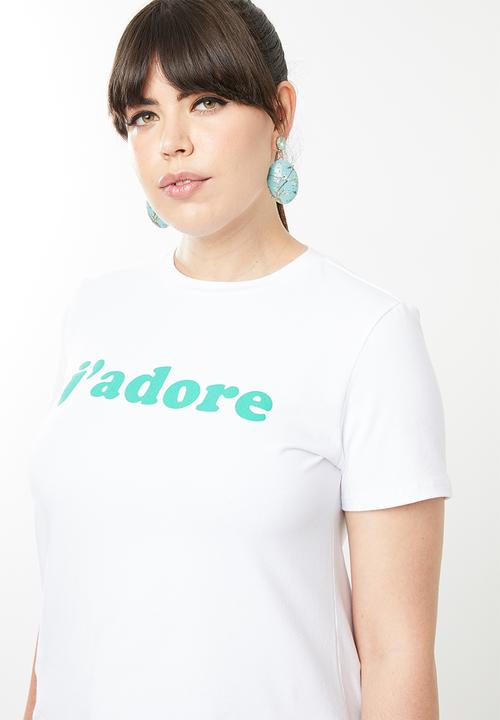 STYLE REPUBLIC PLUS - J'adore T-shirt - white & mint