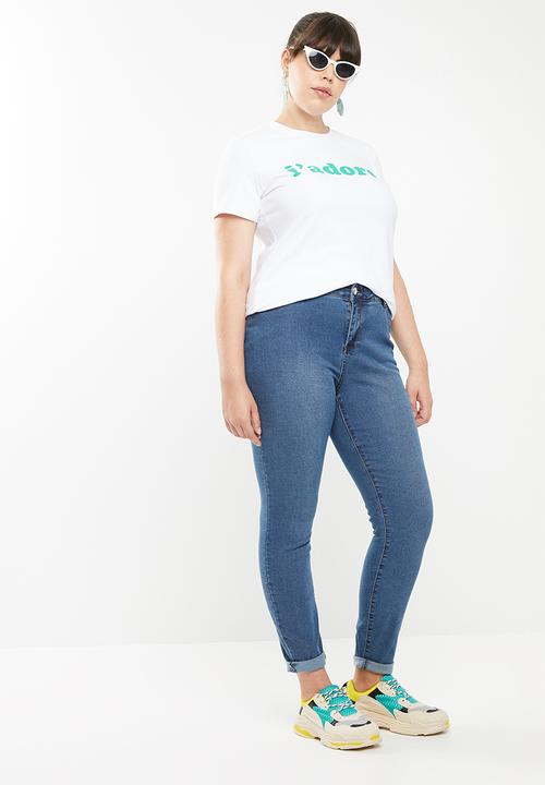 STYLE REPUBLIC PLUS - J'adore T-shirt - white & mint