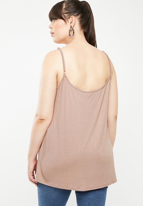 STYLE REPUBLIC PLUS - Mesh inset cami - neutral