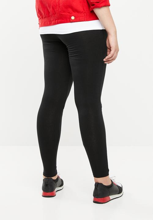 STYLE REPUBLIC PLUS - Knee slit leggings with tummy control band - black