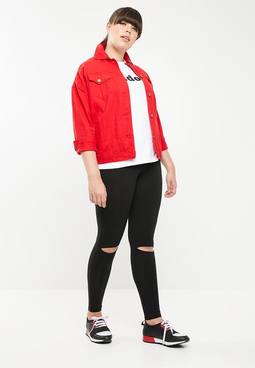 STYLE REPUBLIC PLUS - Knee slit leggings with tummy control band - black