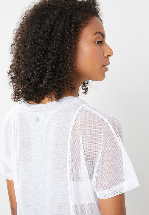 Cotton On - Mesh cropped T-shirt -  grey & white