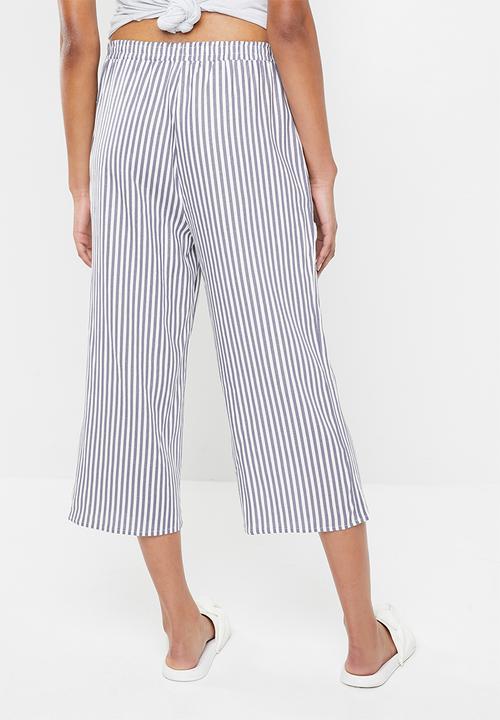 Cotton On - Woven cropped pant - white & blue 