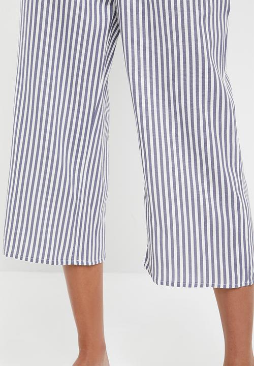 Cotton On - Woven cropped pant - white & blue 