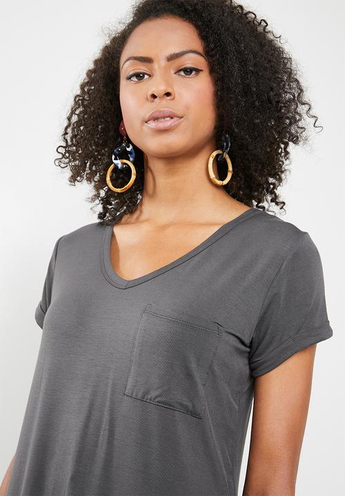 Cotton On - Karly short sleeve V-neck top - grey
