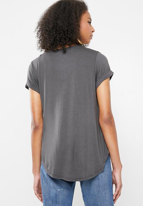 Cotton On - Karly short sleeve V-neck top - grey