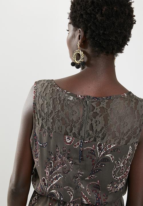 ONLY - Sabelle lia lace sleeveless dress - tarmac