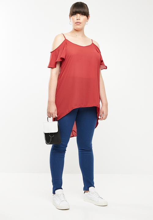 STYLE REPUBLIC PLUS - Cold shoulder tunic - red