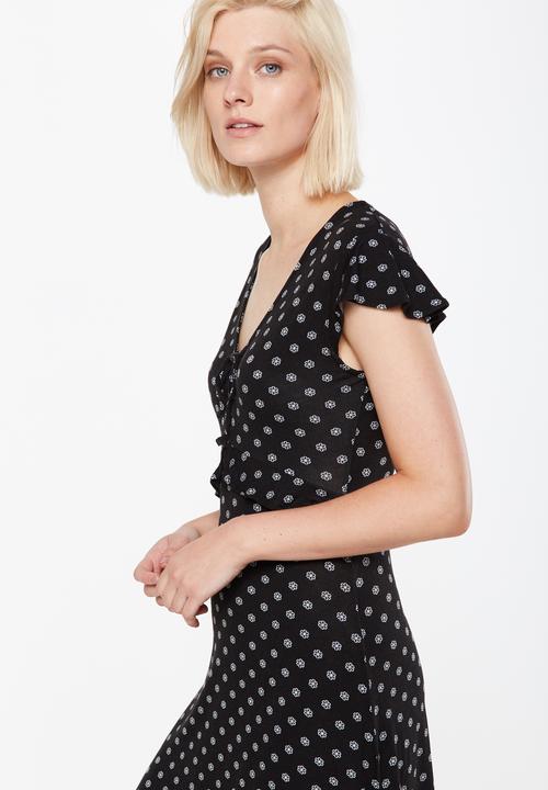 Cotton On - Rhianna short sleeve frill dress - black