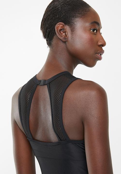 PIHA - Mesh detail high neck one piece - black