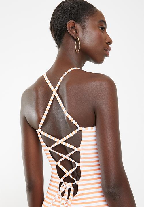 MSH - Apricot dreams one piece swimsuit - white & orange 