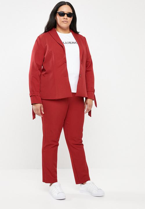 STYLE REPUBLIC PLUS - Tie detail blazer - red