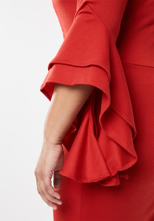 STYLE REPUBLIC PLUS - Bodycon bardot neckline dress - red