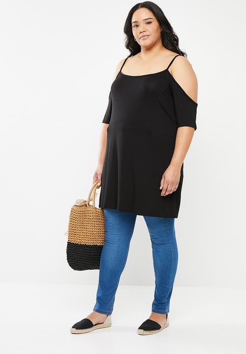 edit Plus - Cold shoulder tunic - black