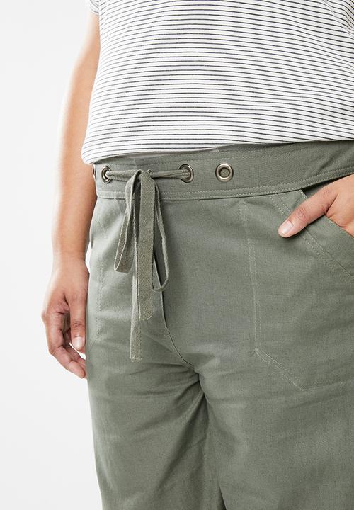 edit Plus - Linen capri pants - khaki green