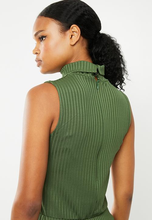 Missguided - Roll neck skinny rib jumpsuit - khaki green