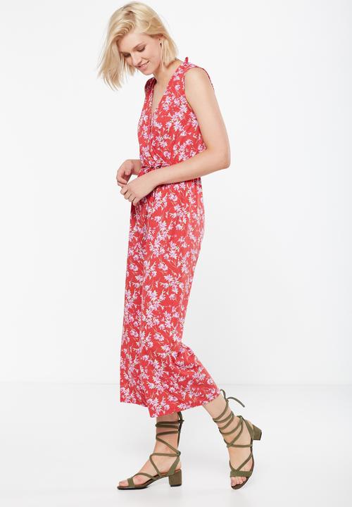 Cotton On - Jersey joss culotte jumpsuit - spiced floral red
