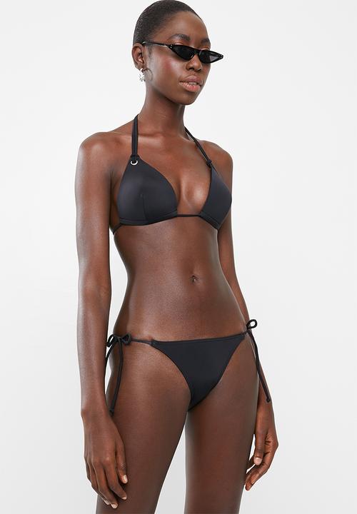 Lithe - Eyelet bikini top - black